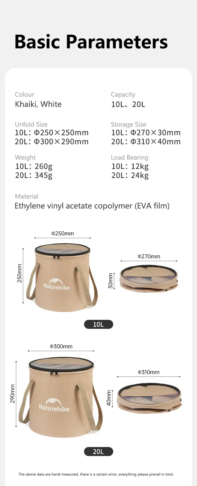 Naturehike Falten Wasser Eimer Camping Tragbare Große Kapazität Eimer Outdoor Picknick Reise Multifunktionale Lagerung Eimer – Detail 16