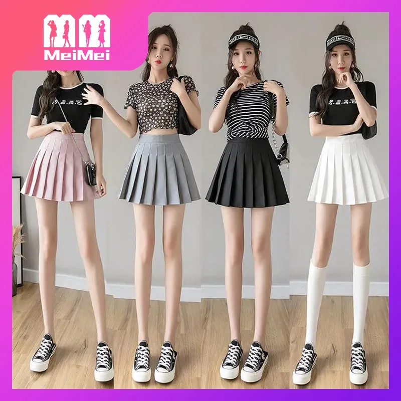 

YIHUA Korean style high waist white short skirt fashionable sexy pleated skirt mini skirt short skirt XS-3XL