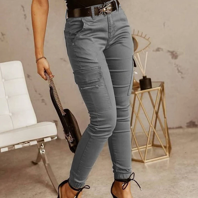 Spring Summer Streetwear Pants Solid Slim Cargo Pants Trousers Fashion Women Joggers Pantalon Mujer Pockets Clothes 26211