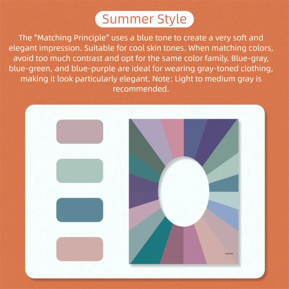 Four Seasons Skin Color Self Test Card for Spring Summer Autumn Winter Cold Warm Color Cards Clothing Color Matching Color Card