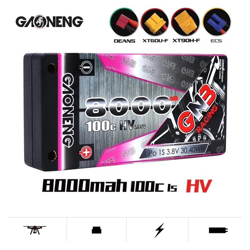 

Original GNB 1S 3.8V 8000mAh 100C/200C Lipo Battery For RC Car Racing Parts Hard Shell Remote Control Vehicle Polymer Battery