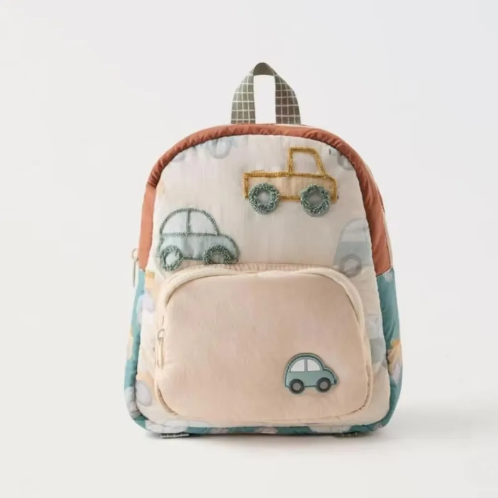 Cartoon Car Embroidery Children's School Backpack Kindergarten Multifunctional Students Schoolbag Lightweight Backpack 1