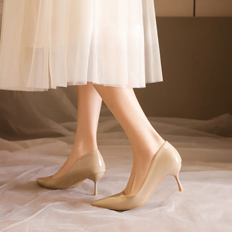 Shoes Leather Women Pumps Sexy High Heels Pointed Lady Party Shoes Stilettos Women Heels Fashion Wedding Shoes 6