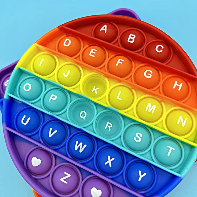 2pcs/pack Numbers Letters Alphabet Math Learning Pop Fidget Toys Silicone Rainbow Square Circle Educational Toys for Kids 4