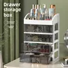 Portable Makeup Organizer with Lipstick Holder - Plastic Storage Box for Cosmetics & Office Supplies (Large Capacity, Stackable) 3