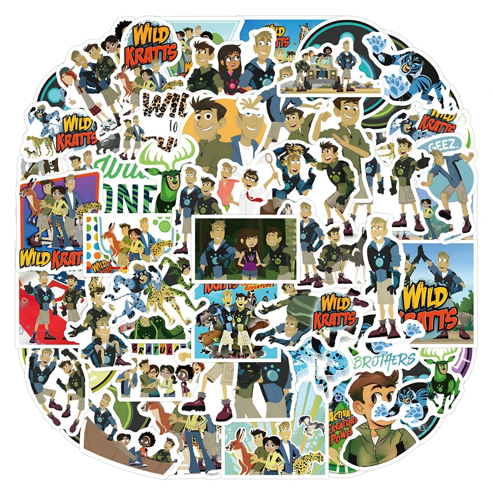 55 Stück Wild Kratts Aufkleber Auto Laptop Telefon Gitarre Skateboard Motorrad Fahrrad Wild Kratts Stickers Set Vinyl Wasserdicht Aesthetic Aufkleber für Jugendliche Kinder Erwachsene