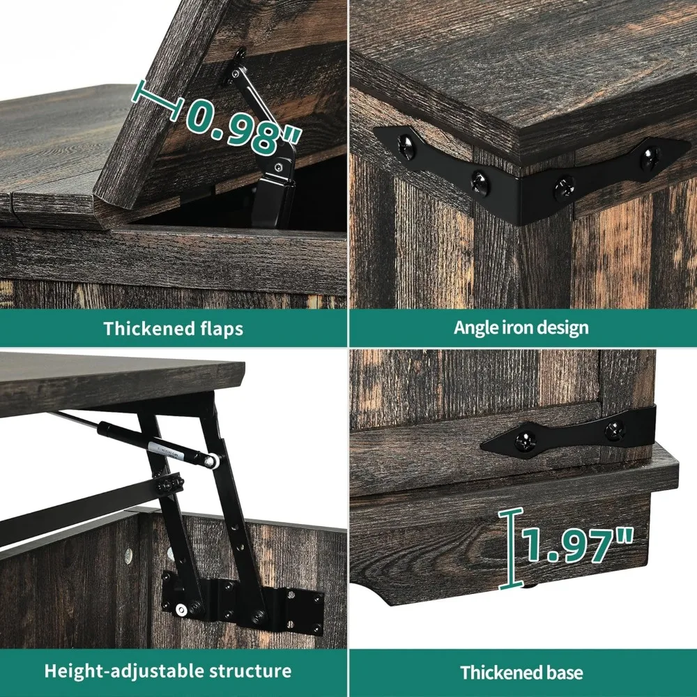 Farmhouse Lift Top Coffee Table,  Square Wood Center Table with Large Hidden Storage Compartment 6