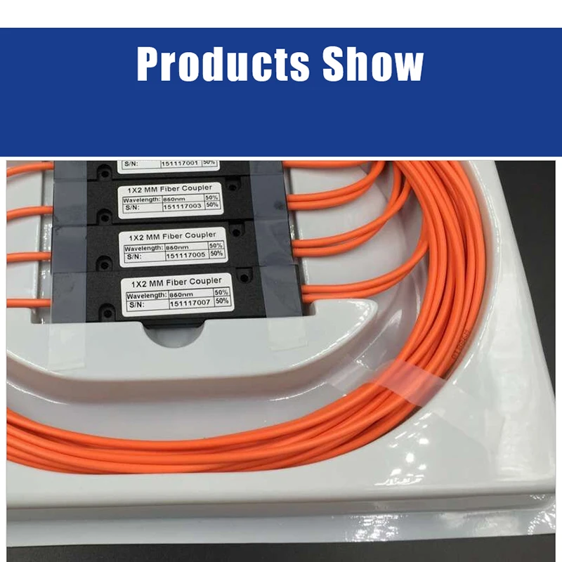 1PCS FBT Multimode Coupler 850/1300nm 50/50 Coupling Ratio 1x2 Multimode Fiber Splitter