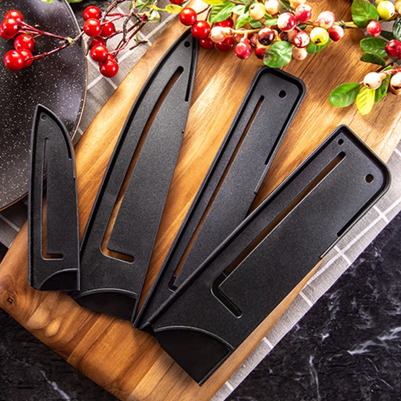 1Pcs Black Knife Scabbard Plastic Knife Cover Kitchen Knife Sheath Protective Cover Fruit Knife Universal Cover Kitchen Gadget