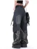 New American Vintage Washed Five-Point Star Frayed Hem Jeans for Women High Street Niche Oversized Straight Leg Long Pants 4