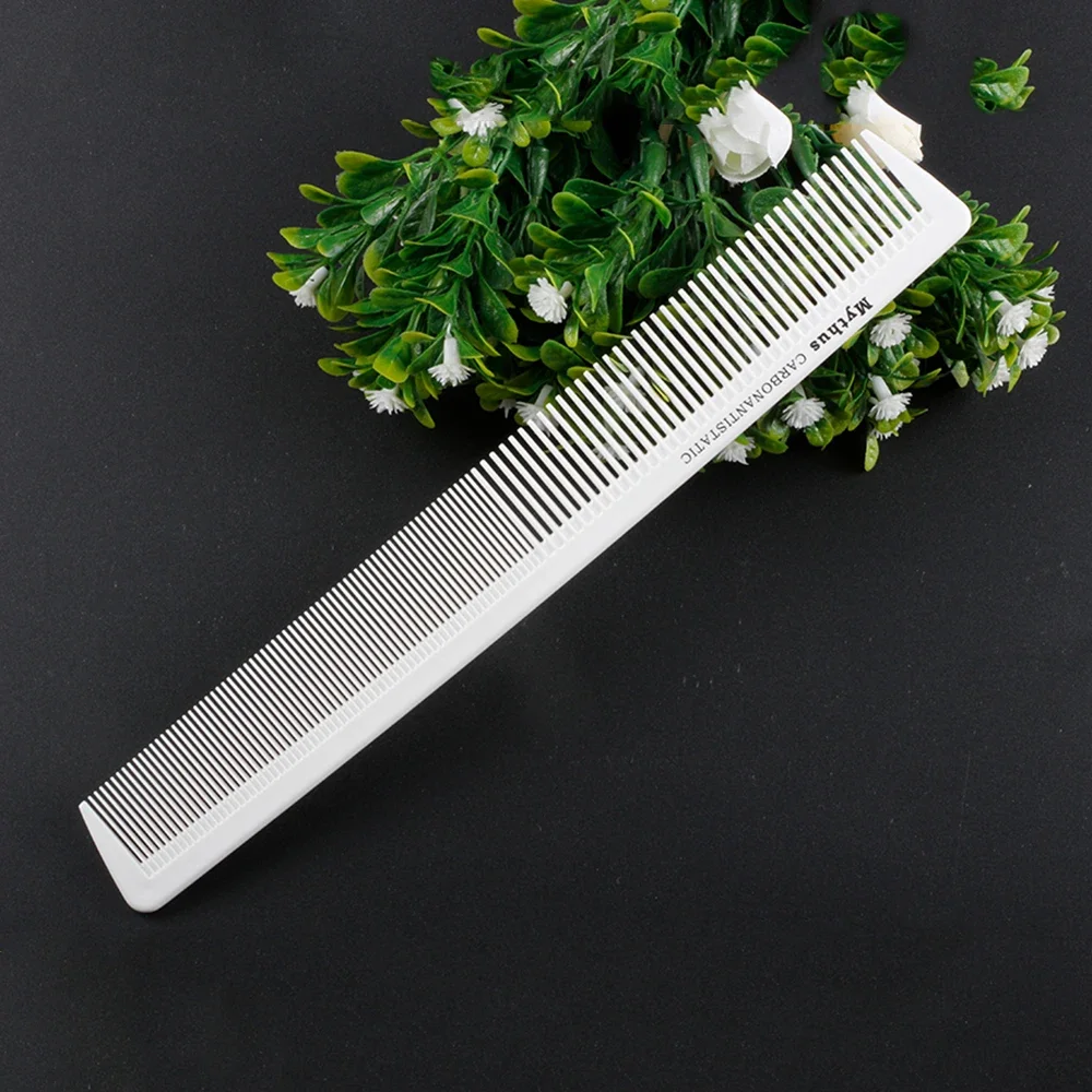 Mythus Series Carbon Antistatic White Comb For Hairdressing Long Heat Resistant Barber Haircutting Comb With Hook Design M-6500 6