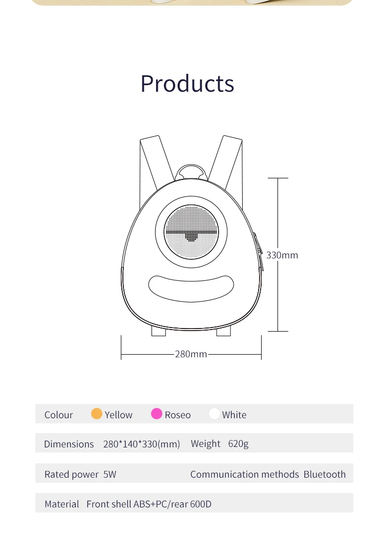 Trend Intelligent Led Screen Big Eye Girls School Backpack Bags For Women Travel