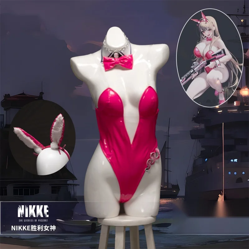 

Viper Cosplay Game NIKKE：The Goddess of Victory Toxic Rabbit Sexy Pin Doujin Leather Bunny Stretch Jumpsuit Collar Headwear Suit