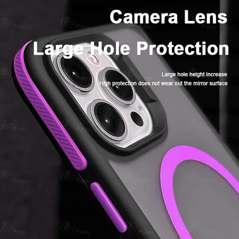 Bicolor Matte Frosted Magnetic Translucent Shockproof Phone Case