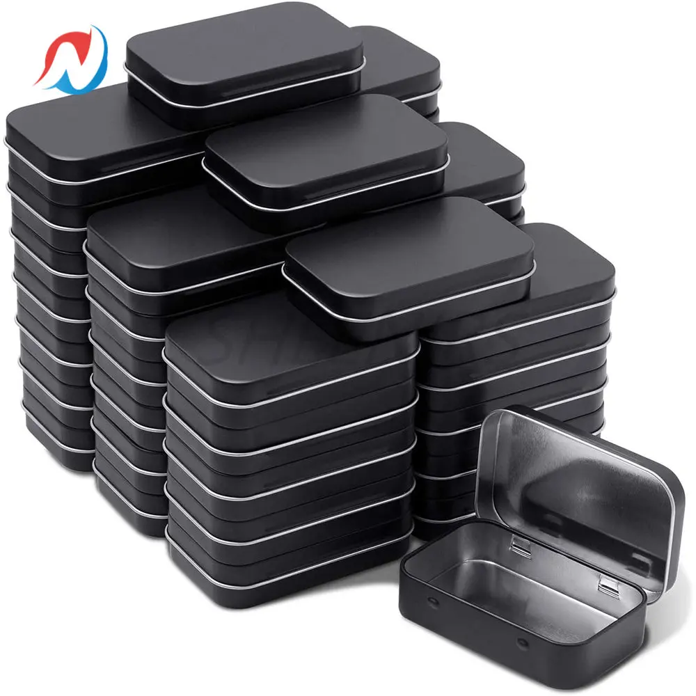 10/30/50pcs 3.74x2.36x0.87 Metal Rectangular Hinged Tins Box Containers  Small Empty Storage Tin Kit Drawing Pin Jewelry Craft