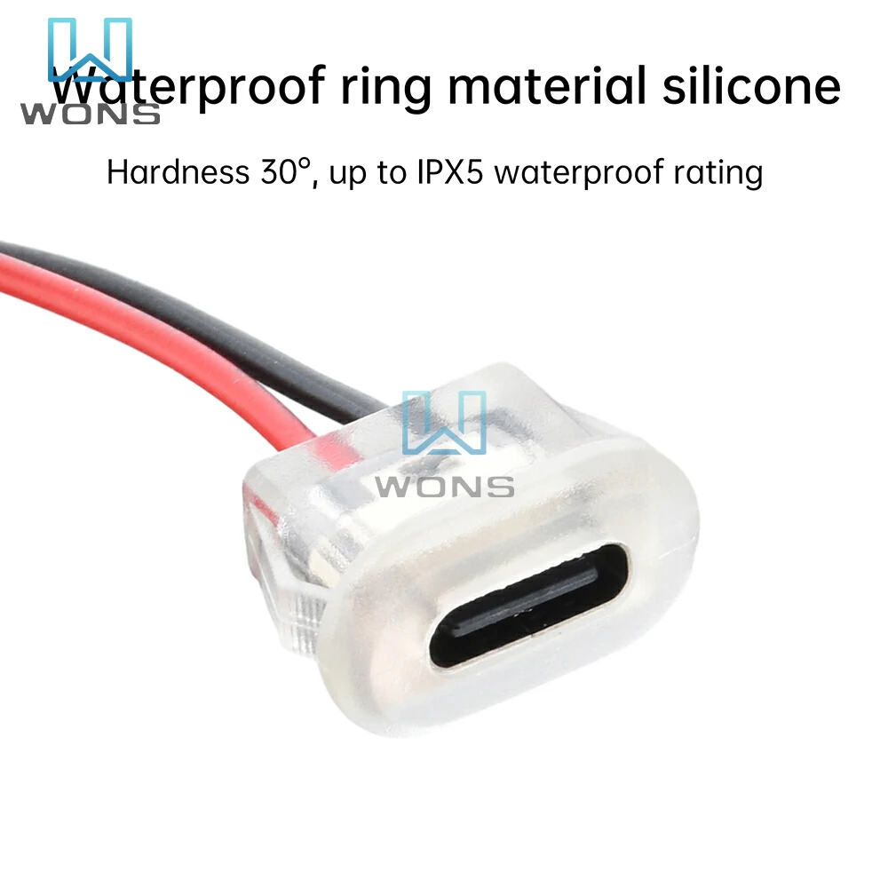 Durable USB Type-C Charging Socket with LED Indicator and Waterproof Design
