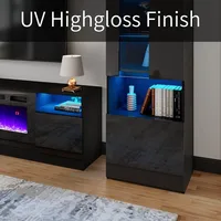 Fireplace Entertainment Center Set, Including A 70 Inch Fireplace TV Stand and 2 LED High Gloss Bookshelves 2