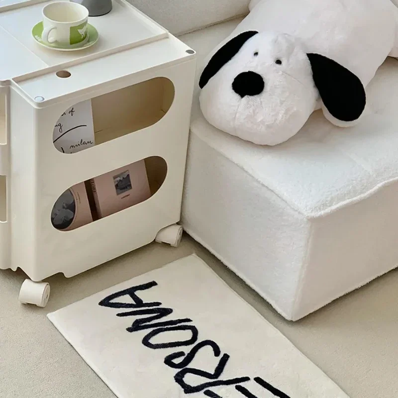 

Korean Ins Style Retro Black Letter Floor Mat Living Room Bedroom Household Door Mat Simple Carpet Bedside Carpet Rugs