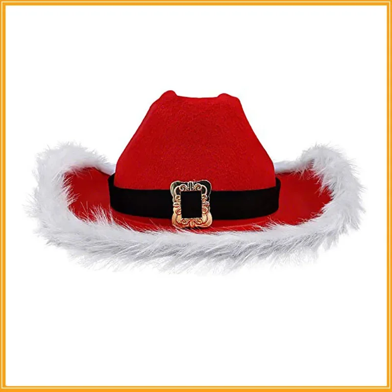 Christmas Party Cowboy Feather Hats Artificial Burrs Jazz Santa Hats Western Carnival Holiday Props Party Decorations