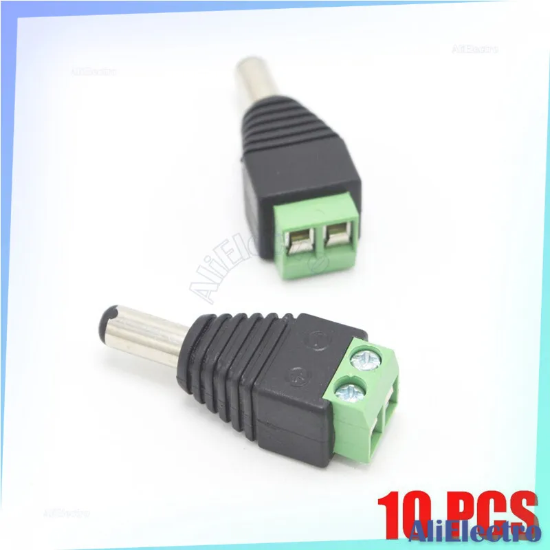 

10 шт. 12 В 2,1X5,5 мм Штекерный разъем питания постоянного тока, переходник, штекер для CCTV, одноцветная стандартная