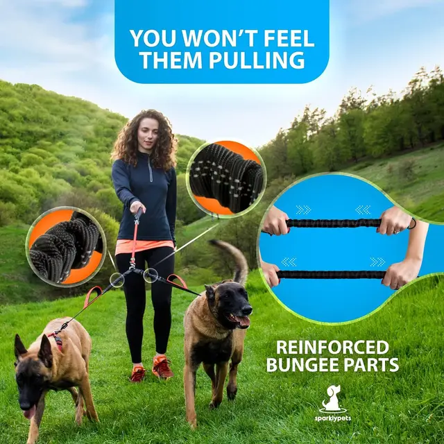 Explosion Proof Impact Elastic Buffering Adjustable One To Two Double Dog Leashes Dog Walking Accessories for Small Dogs 5