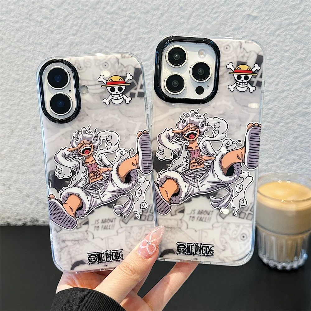 PBNDJVG 4 Pièces Coque Pour Apple IPhone 14 6.1 Pouces, Animé Luffy Zoro Gear 5 Sun God Nika Avec Protection Caméra Etui Housse De Anti-Drop TPU