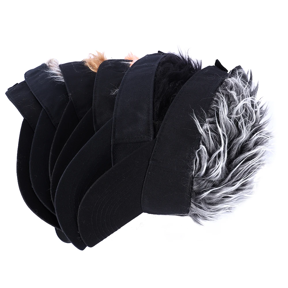Baseball Cap with Fake Flair Hair Sun Visor for Men Women