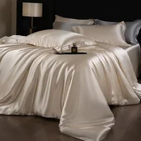 Housse de couette de luxe en soie de mûrier, 200x240cm, King Queen, haut de gamme, couleur unie, soyeuse, non taies d'oreiller 2
