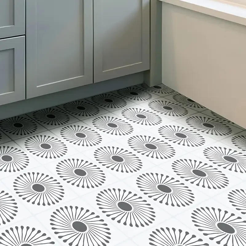 2PCS 11.8x11.8 인치 기하학적 잎 스텐실 꽃잎 타일 패턴 템플릿 DIY 페인팅 벽 바닥 가구 장식 재사용 가능한 드로우