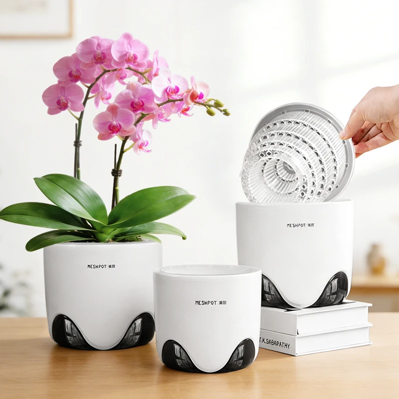 وعاء شبكي 12 سم وعاء أوركيد بلاستيكي داخلي شفاف لز...