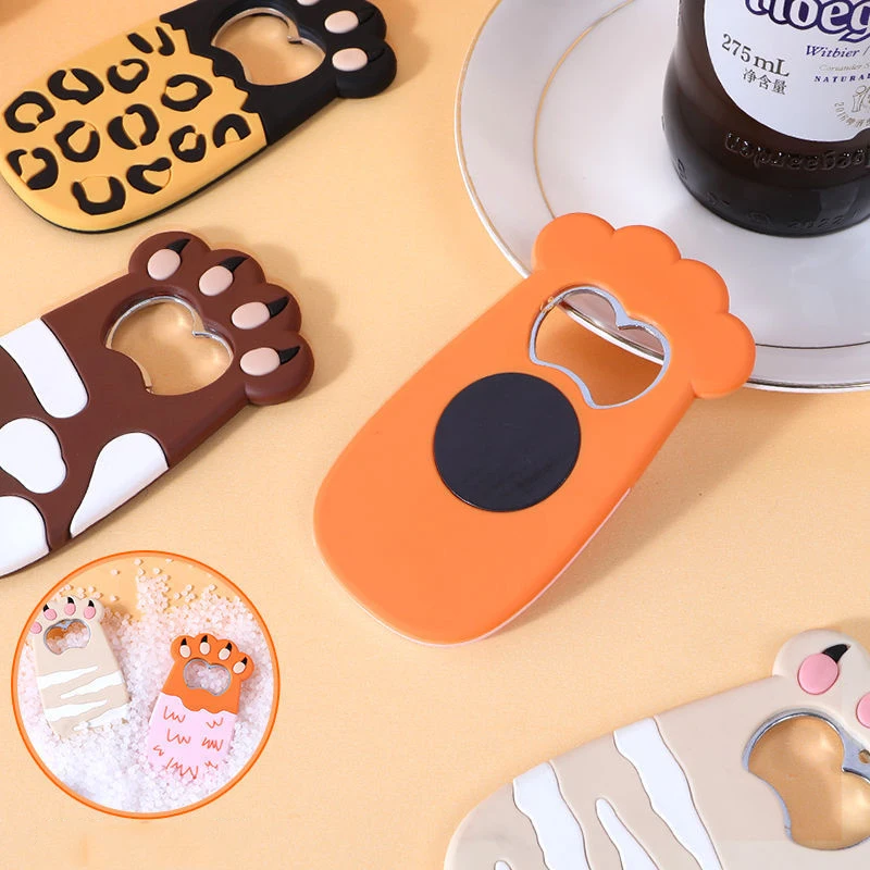 Fat Cat Claw Bottle Opener Cartoon Figure Magnetic Sucking Claw Beer Opener Soft Glue PVC Screwdriver Refrigerator Stickers bottle opener kitchen tools