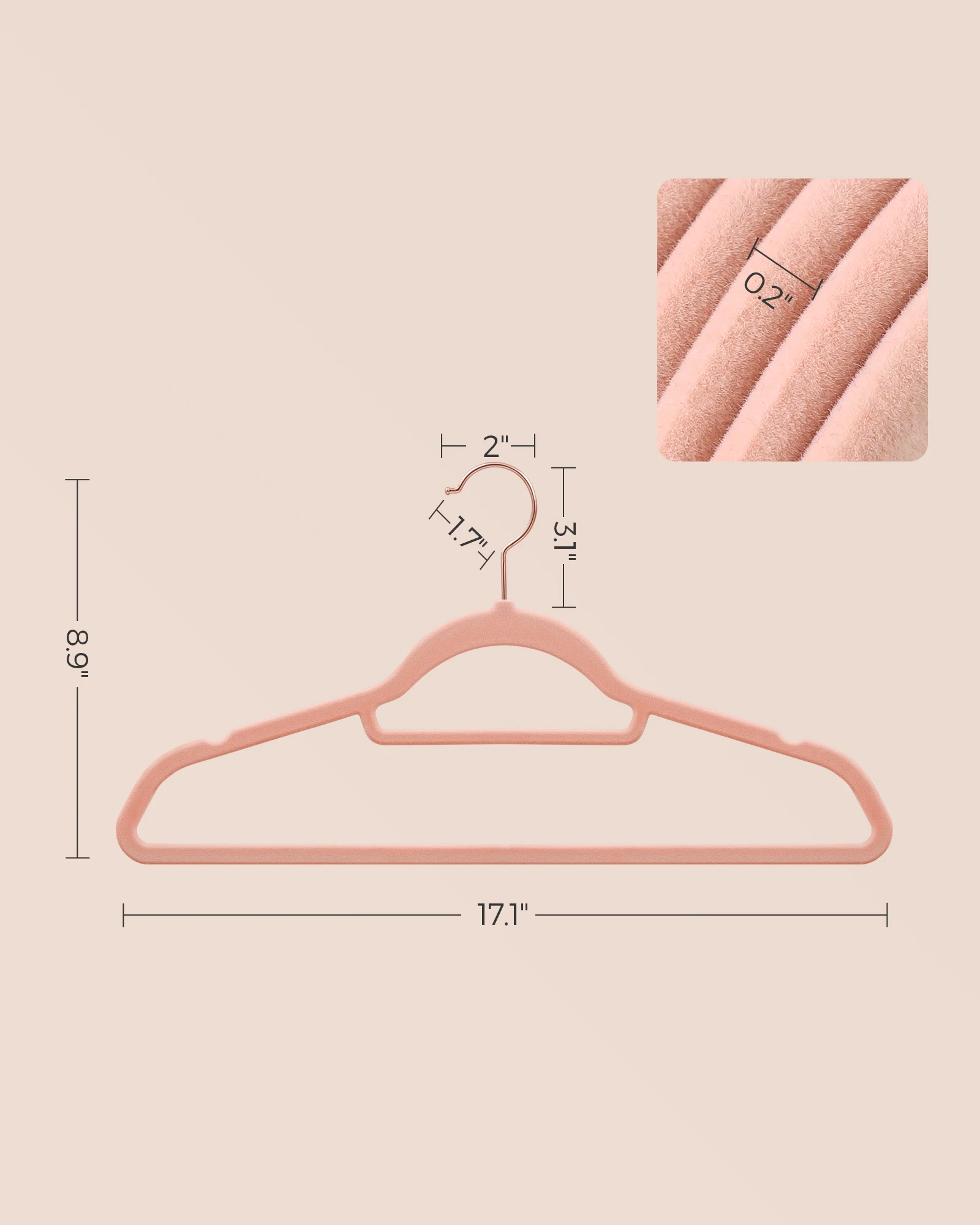 SONGMICS Velvet Hangers Set of 30 Clothes Hanger with Rose Gold Swivel Hook Non-Slip and Space-Saving 0.2-Inch Thick clothes hanger