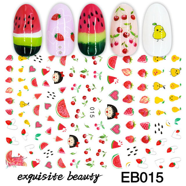 Stickers for Nails Summer Fashion Sticker Sweet Fruit Cherry Design Nail Art Decorations  Foil Wrap Manicure Accessories