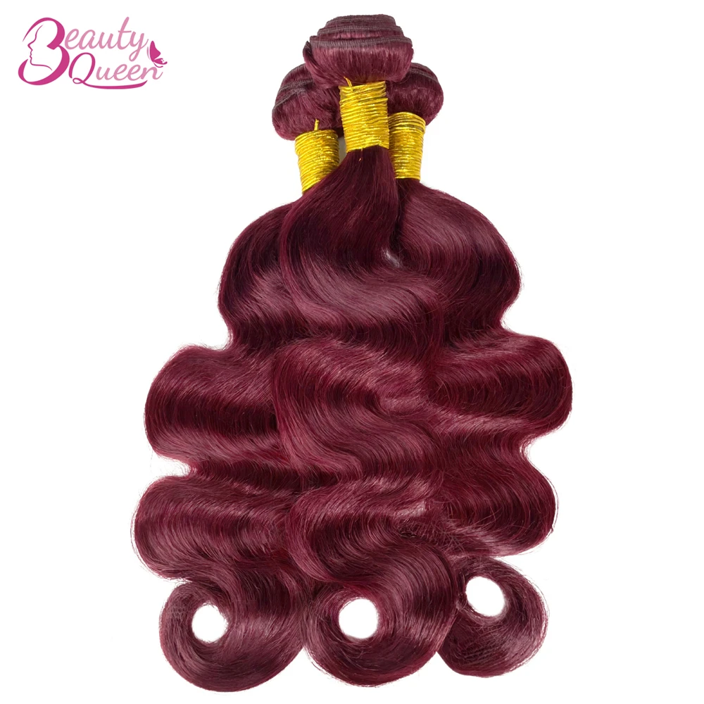 Body Wave 99J Burgundy Human Hair Bundles with Closure Frontal 13x4 Transparent Lace Frontal Brazilian Wine Hair Extenstion Remy