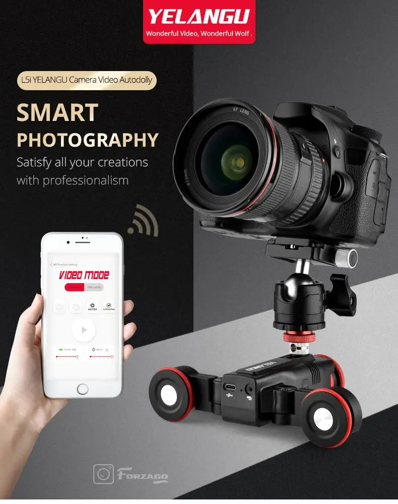 Description Picture 4 of itemYELANGU L5i Camera Video AutoDolly Motorized Slider Rail Systems Support Time-lapse Shooting APP Operation for DSLR Camera Phone