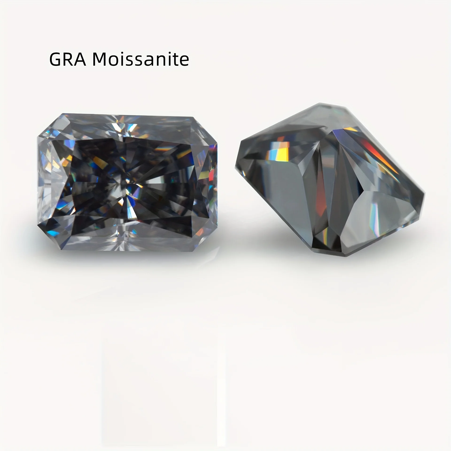 

GRA Moissanite Radiant cut Plated color Gray 1CT-5CT Loose stone gem DIY inlaid jewelry matching stone