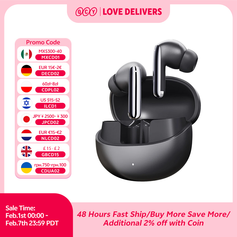  QCY MeloBuds Pro ANC Bluetooth 5.3 Earphones Wireless 46dB Hybrid ANC Hi-Res LDAC Earbuds 6 Mic Headphones 34H in-Ear Detection 