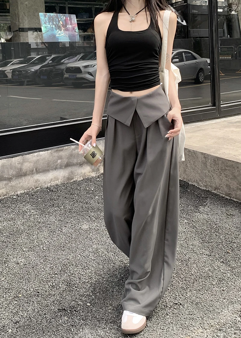 

New 2023 y2k Style fashion Women Pants Wide Leg Cargo Elegant Korean stylish ladies trousers