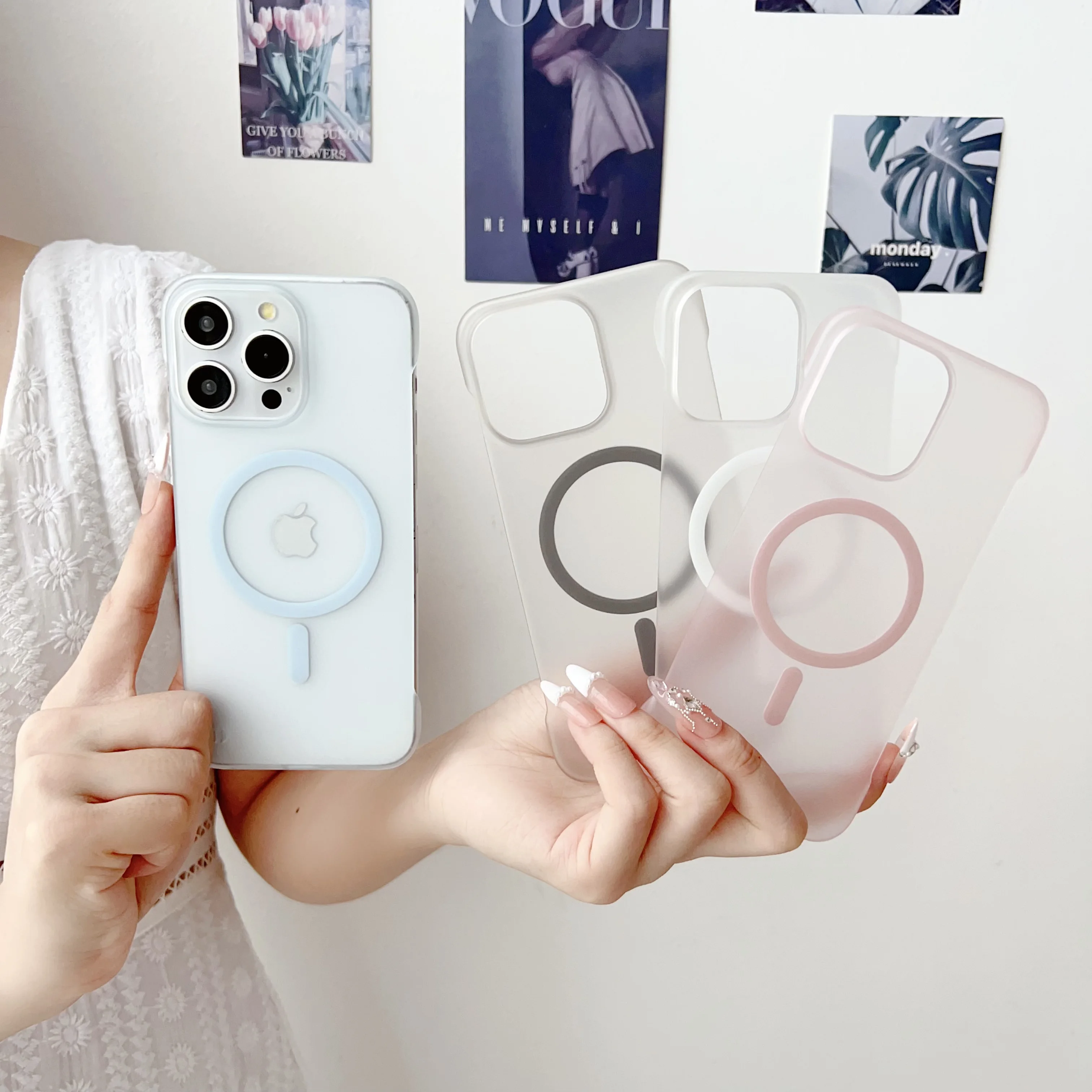 Ultra Thin Frameless Matte Magnetic Wireless Charging Translucent Case with Magsafe Compatibility