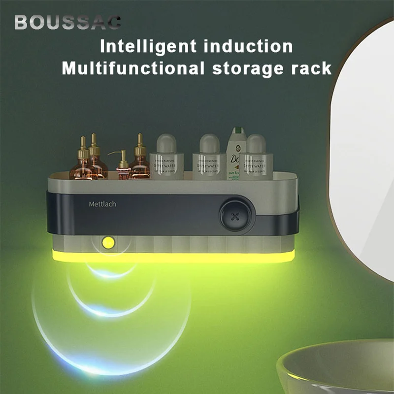 Smart Night Light Bathroom Shelf Wall Mounted Storage Unit For Bathroom 