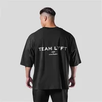 TEAM LYFT Silver Letter Print Brand Comfortable Cotton Men GYM T-Shirt O-Neck Short Sleeve T Shirt M-3XL Man T-shirts Top Tee 1