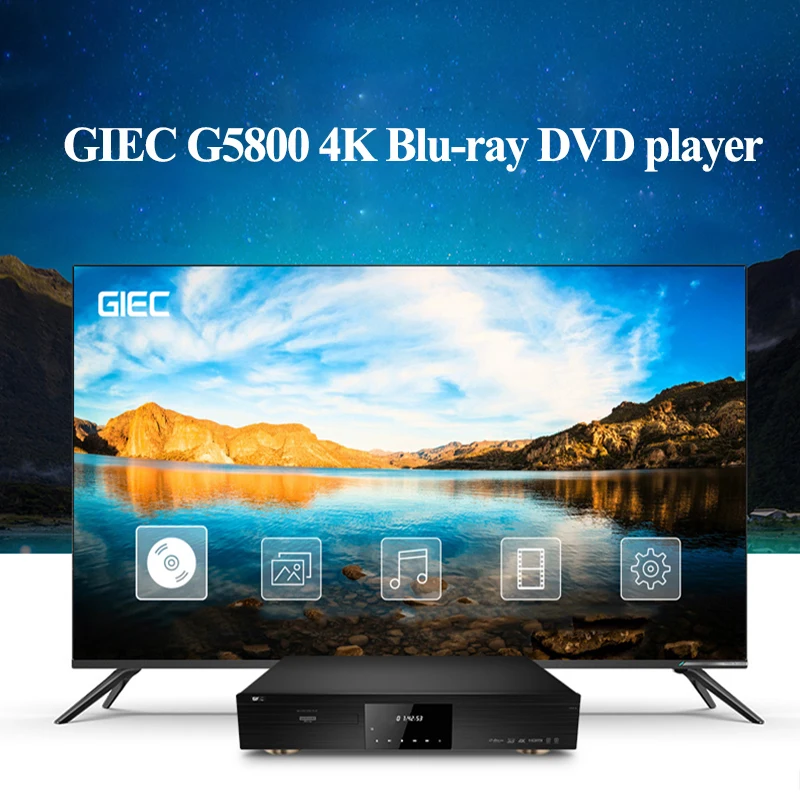 GIEC G5800 4K UHD Blu-ray player DVD player HD hard disk for home With hard disk compartment DTS decoding 12bits color
