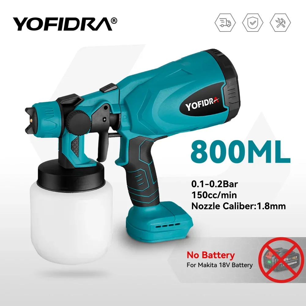 Yofidra 800ML Pistol Semprot Tanpa Kabel Daya Tinggi Penyemprot