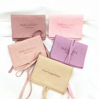 100pcs Personalised Custom Logo Luxury Purple Suede Jewelry Packet Necklace Bracelet Drawstring Bag Packaging Microfiber Pouches 1