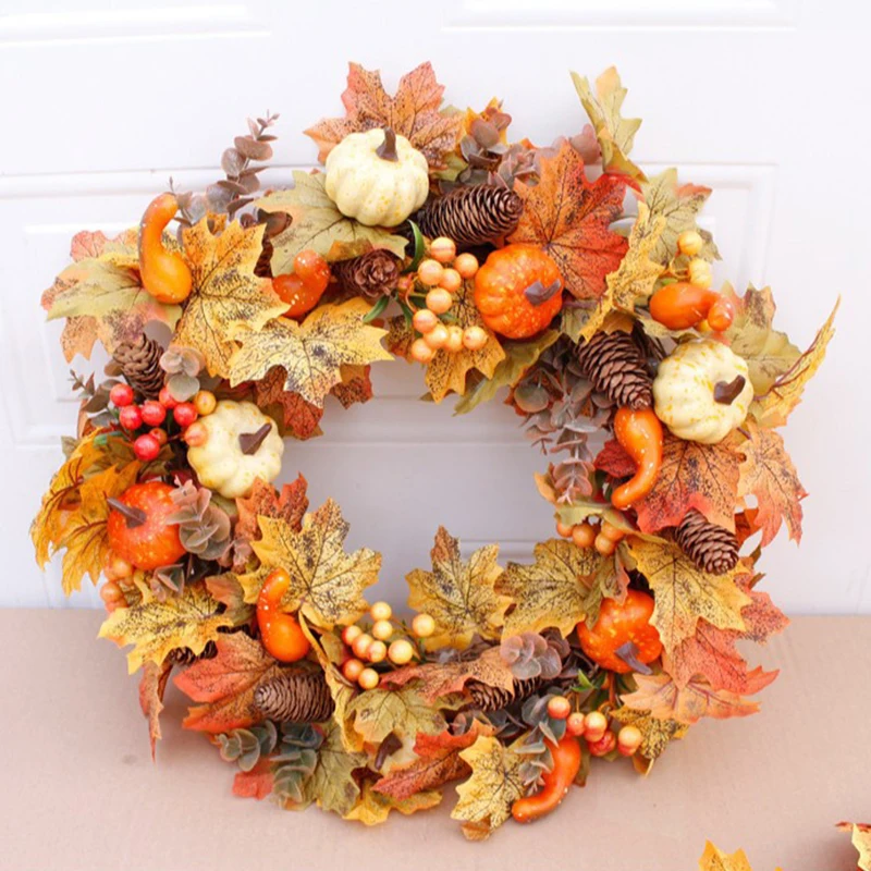 Fall Pumpkin & Pinecone Wreath 1