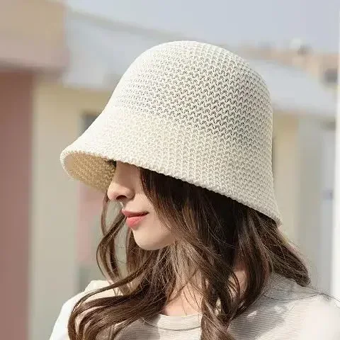 Women Bucket Hat Summer Hollow Out Thin Breathable Sun Hat Female Beach Panama Cap Fold Outdoor Japanese Lesure Fishierman Cap