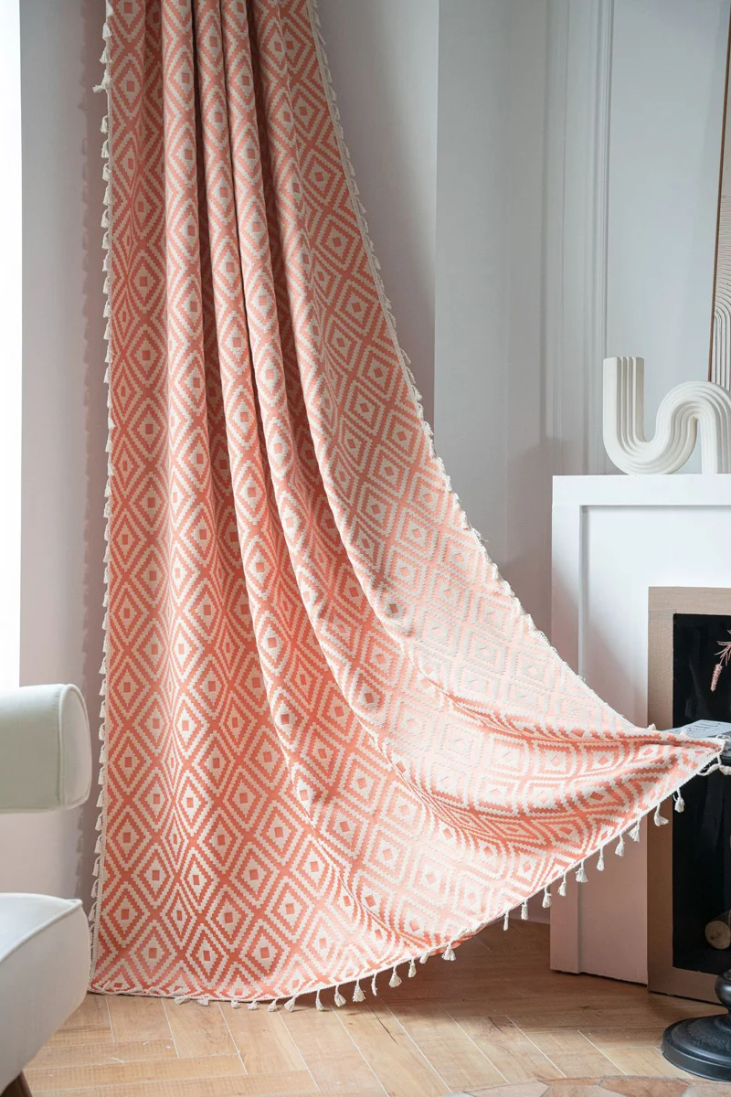 Description Picture 5 of itemBoho Curtains for Bedroom 1 Panel Room Darkening Curtain Geometric Patterned Tassels Window Treatment for Sliding Door & Closet