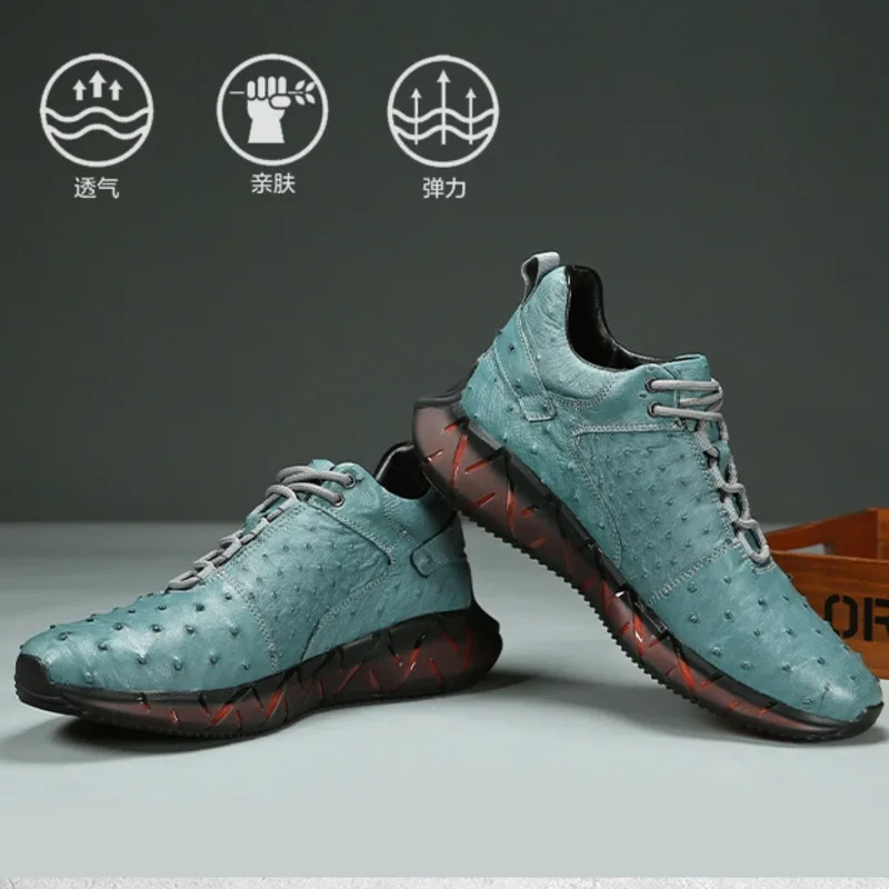 New High Ostrich Fashionable Soft Soled Sports Leather Suede Trendy Men's Boat Shoes Casual Comfortable Oxford Shoes Loafers