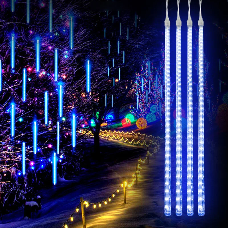 Luces LED impermeables de lluvia de meteoritos, cadena de luces de hadas  que cae, para Navidad, vacaciones, fiesta, decoración de Patio, 30/50CM -  AliExpress