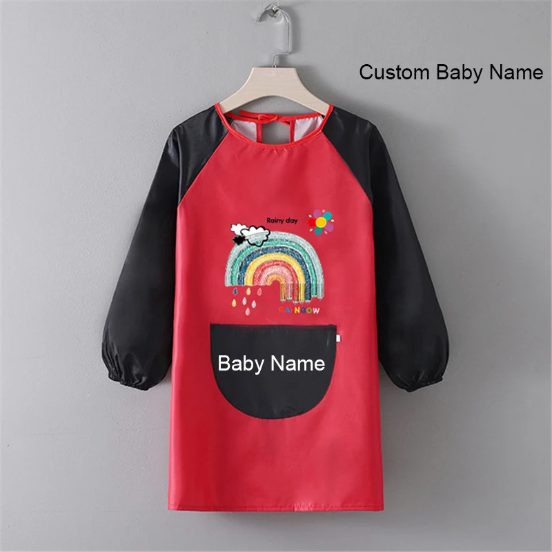 Cartoon Long Sleeved Gown Children's Bib Kids Boys Girls Art Craft Painting Apron Baby Feeding Smock Bib For Student child safety seat